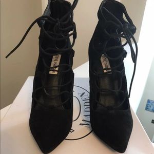 Steve Madden Black Suede Heels, 6